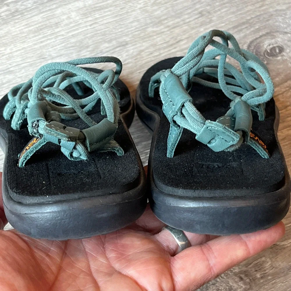Teva Voya Infinity Sandals Womens 5 Sage Green Black Strappy Lace Up 1019622